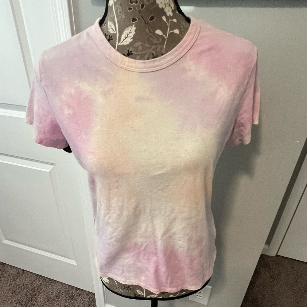 Wild Fable Pink and White Fitted Short Sleeve T-Shirt